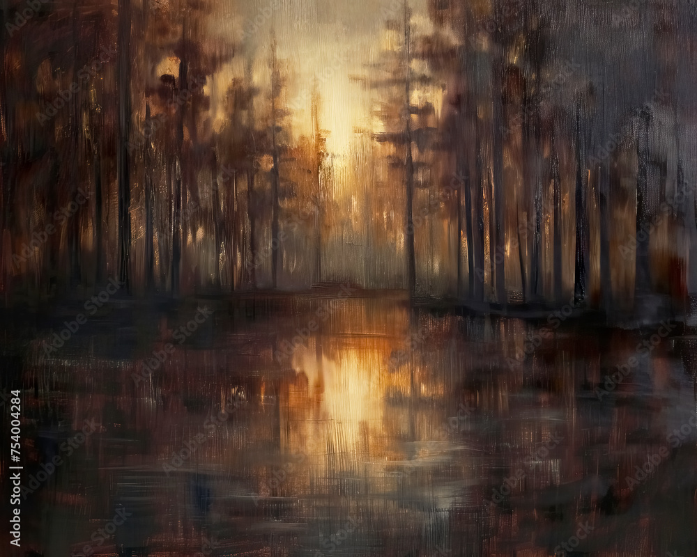Fototapeta premium Moody Trees Landscape Painting