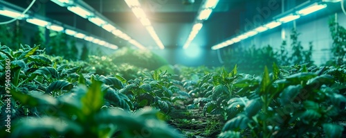 Biotech labs with glowing plants versus sunlit fields photo