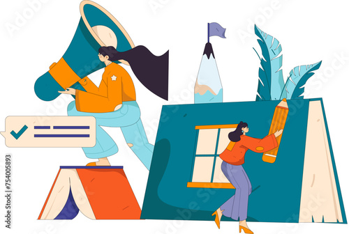 Education and learning people flat vector concept hand drawn illustration
