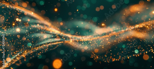 Abstract dark design background with futuristic waves and magical bokeh effect for creative projects