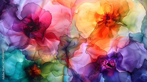 Captivating floral fantasy in vibrant alcohol ink shades. Floral Fantasy: Radiant Alcohol Ink Blooms Unveil the mesmerizing beauty of radiant alcohol ink blooms.