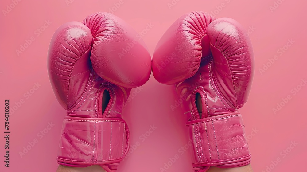 fighting hands in boxing grove on pink background 