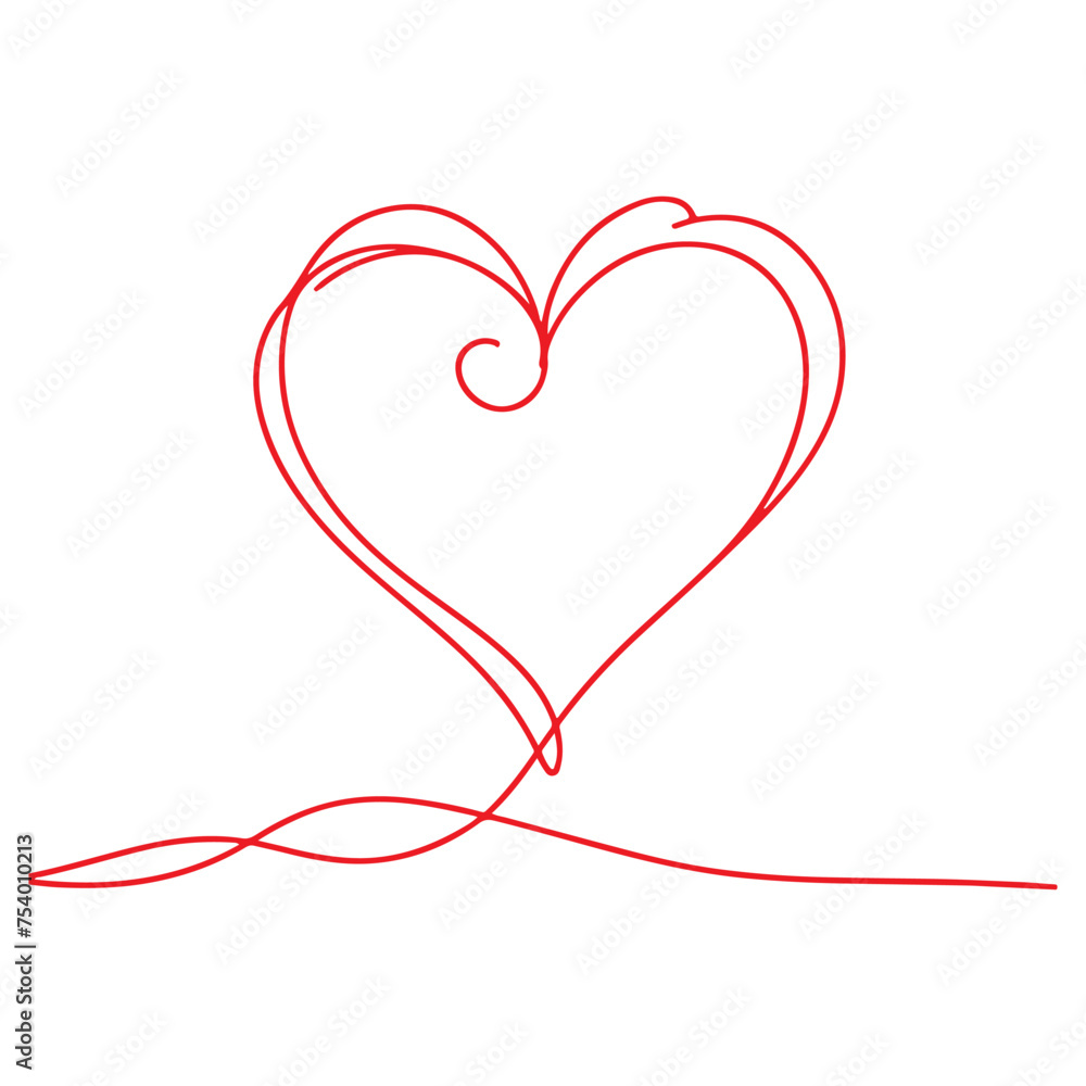 heart shape red outline icon sign symbol of love element to decoration happy holiday vector illustration