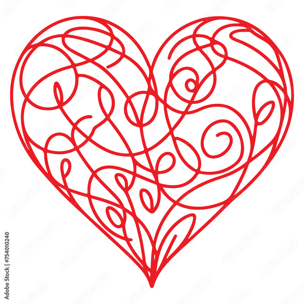 heart shape red outline icon sign symbol of love element to decoration happy holiday vector illustration