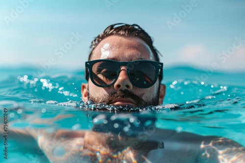 man wearing black sunglasses swimming in water during daytime © senyumanmu