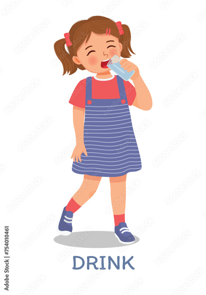 Cute little girl drinking a glass of water Cute little girl drinking a glass of water