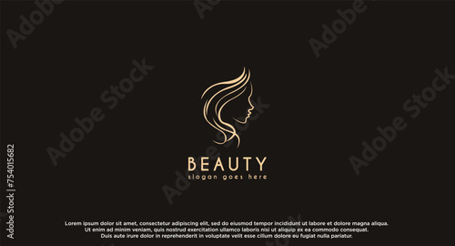 Woman face logo design vector illustration. Woman face suitable for beauty and cosmetic company logos.