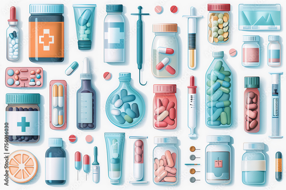 clipart minimal illustration featuring a various of medical objects on white background, suitable for crafting and digital design projects clipart minimal illustration featuring a various of medical objects on white background, suitable for crafting and digital design projects
