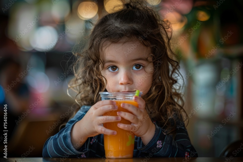 Little girl drinks a smoothie Little girl drinks a smoothie