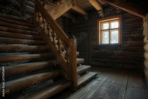 Wooden staircase inside a cozy house © Сергей Косилко