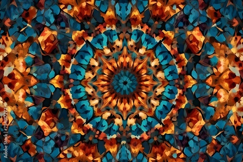 Abstract kaleidoscope pattern art photography Generative AI