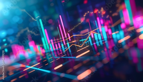 digital graph of rapid investment growth, Skyrocketing Stocks Dynamic graph showing stocks soaring upwards.