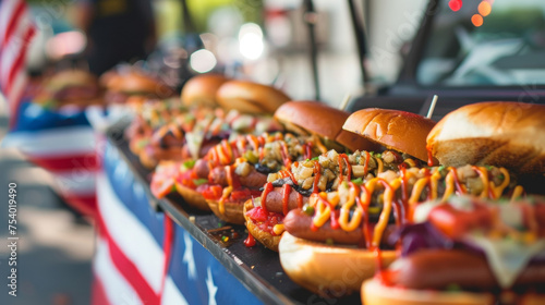 An eclectic mix of food trucks and vendors lining the streets offering everything from American flagthemed cupcakes to creatively crafted hot dogs in honor of the holiday.