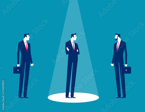 Company making a choice of person. Hired concept vector
