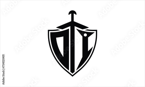 OI initial letter shield icon gaming logo design vector template. batman logo, sports logo, monogram, polygon, war game, symbol, playing logo, abstract, fighting, typography, icon, minimal, knife logo