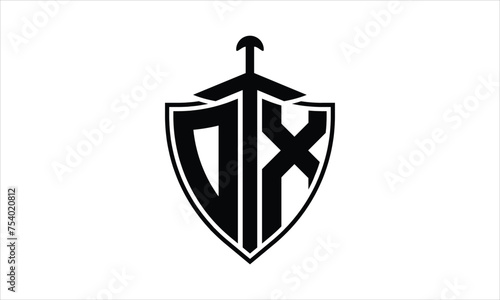 OX initial letter shield icon gaming logo design vector template. batman logo, sports logo, monogram, polygon, war game, symbol, playing logo, abstract, fighting, typography, icon, minimal, knife logo