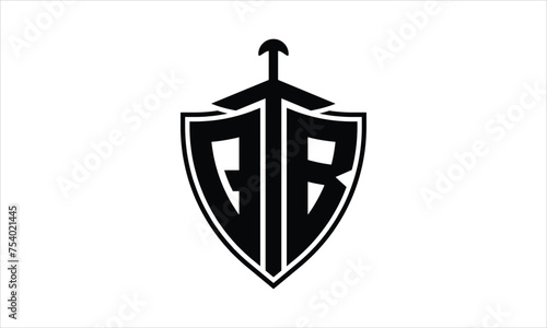 QB initial letter shield icon gaming logo design vector template. batman logo, sports logo, monogram, polygon, war game, symbol, playing logo, abstract, fighting, typography, icon, minimal, knife logo