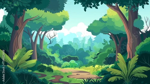 Cartoon forest landscape endless nature 