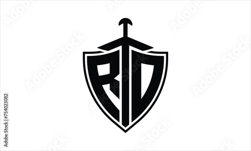 RO initial letter shield icon gaming logo design vector template. batman logo, sports logo, monogram, polygon, war game, symbol, playing logo, abstract, fighting, typography, icon, minimal, knife logo