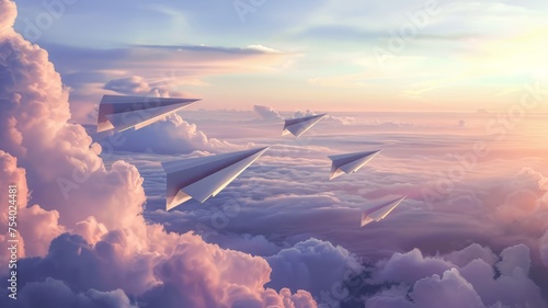 The paper airplane letter is sent soaring into the sky, symbolizing love, good intentions, and care. A heartfelt message for someone far away. 








 photo