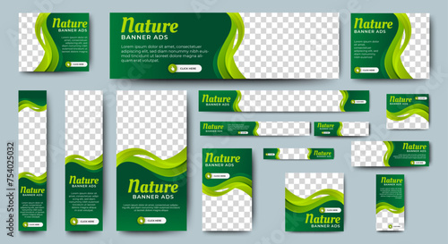 Nature green web advertising banner templates design. vector © ahmad
