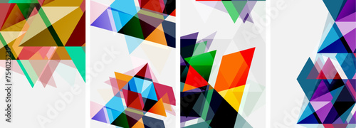 Colorful bright triangles with various colors and transparencies. Vector illustration For Wallpaper  Banner  Background  Card  Book Illustration  landing page