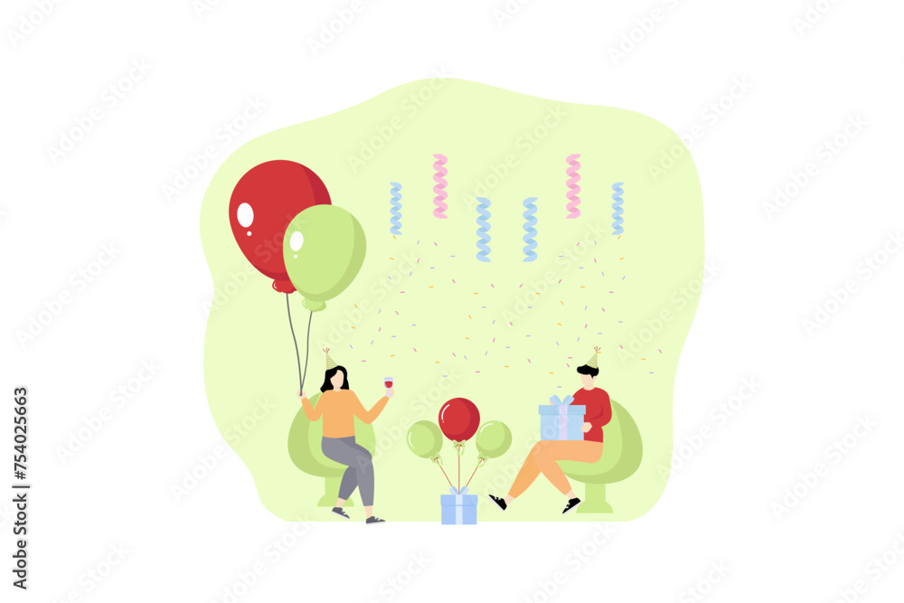 Birthday Party Flat Illustration Design Birthday Party Flat Illustration Design