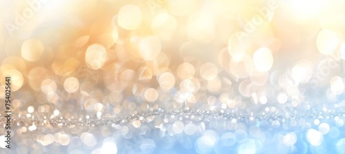 Abstract delicate gentle blur bokeh background in sky blue, pale yellow, and ivory white colors
