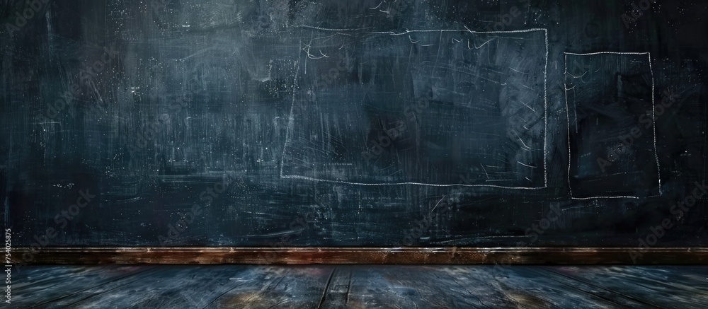 The room is devoid of furniture, featuring a black wall at the back and a wooden floor. The contrast between the dark wall and warm floor creates a striking ambiance. The room is devoid of furniture, featuring a black wall at the back and a wooden floor. The contrast between the dark wall and warm floor creates a striking ambiance.