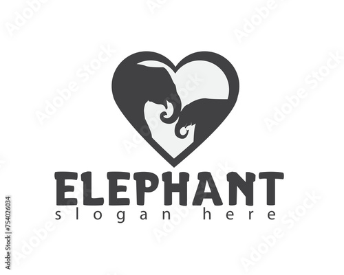 creative elephant heart logo design template
