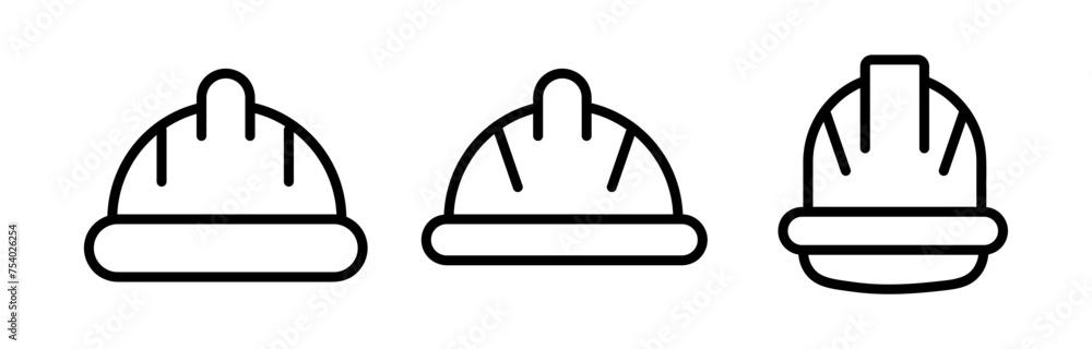 Helmet icon vector set, Construction helmet sign, Safety helmet vector liner illustration on white background..eps Helmet icon vector set, Construction helmet sign, Safety helmet vector liner illustration on white background..eps