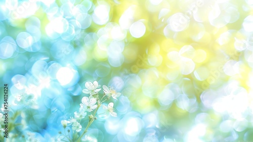 Soft pastel bokeh background with delicate blur in sky blue, pale yellow, and ivory white colors