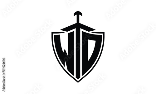WO initial letter shield icon gaming logo design vector template. batman logo, sports logo, monogram, polygon, war game, symbol, playing logo, abstract, fighting, typography, icon, minimal, knife logo