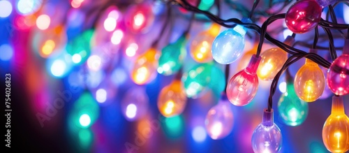A collection of LED string lights arranged on a wall, illuminating the space with a festive glow. The lights are bright and colorful, adding a decorative touch to the room.