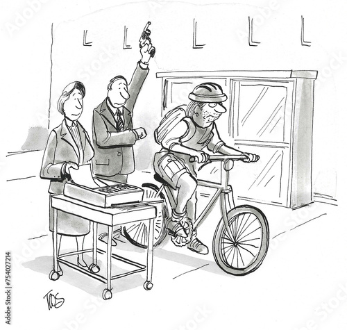 Bike Versus Fax Machine Race © cartoonresource