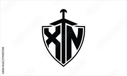 XN initial letter shield icon gaming logo design vector template. batman logo, sports logo, monogram, polygon, war game, symbol, playing logo, abstract, fighting, typography, icon, minimal, knife logo