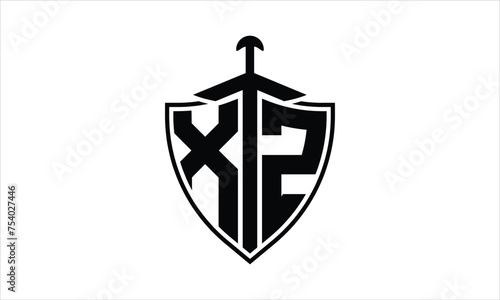 XZ initial letter shield icon gaming logo design vector template. batman logo, sports logo, monogram, polygon, war game, symbol, playing logo, abstract, fighting, typography, icon, minimal, knife logo