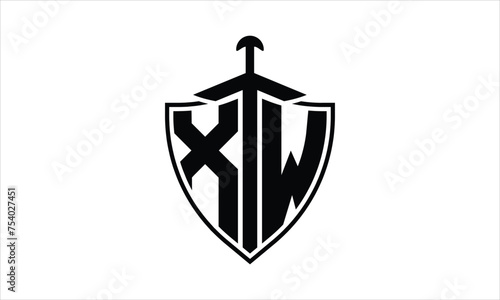 XW initial letter shield icon gaming logo design vector template. batman logo, sports logo, monogram, polygon, war game, symbol, playing logo, abstract, fighting, typography, icon, minimal, knife logo