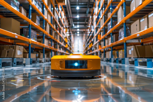 Robotic cleaners in a digital warehouse where physical boxes and shelves are replaced by data centers and servers a new age of cleanliness © weerasak