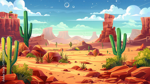 Desert cartoon game illustration background 