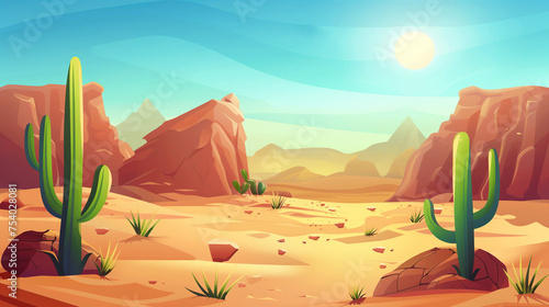 Desert cartoon game illustration background 