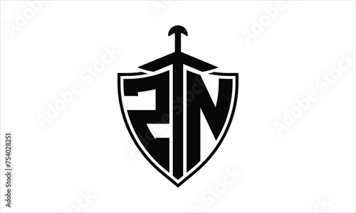 ZN initial letter shield icon gaming logo design vector template. batman logo, sports logo, monogram, polygon, war game, symbol, playing logo, abstract, fighting, typography, icon, minimal, knife logo
