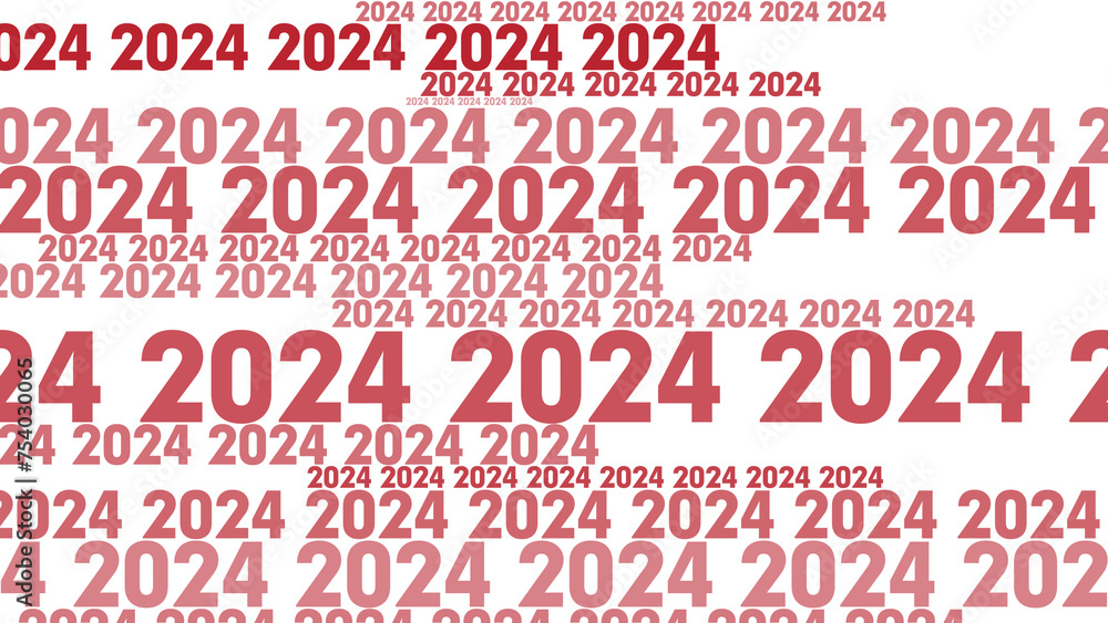 Year 2024 on white background with modern digits, annual budget report, and inspirational inscription Year 2024 on white background with modern digits, annual budget report, and inspirational inscription