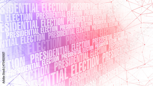Voting for presidential election text and connected lines in 2024 election campaign