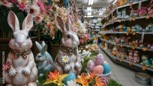 In addition to sweets there are also aisles dedicated to Easterthemed decorations such as ceramic bunnies and eggshaped wreaths. photo