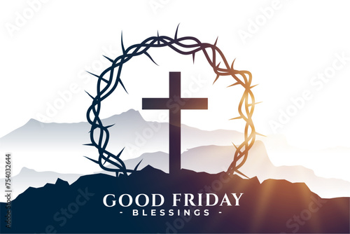 good friday christian religious background with crown design