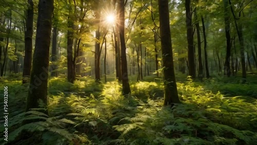 sun rays in the forest