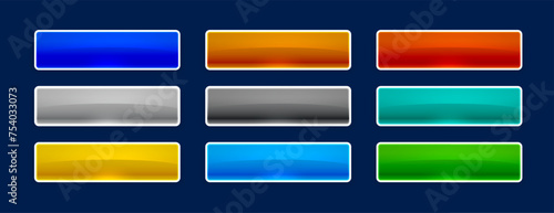 set of nine blank web button sign in various colors