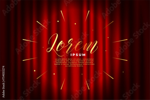 red stage curtain banner with golden confetti burst