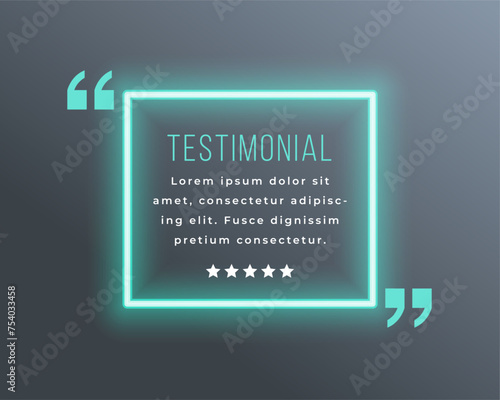 glowing neon frame with commas for testimony communication dialogue